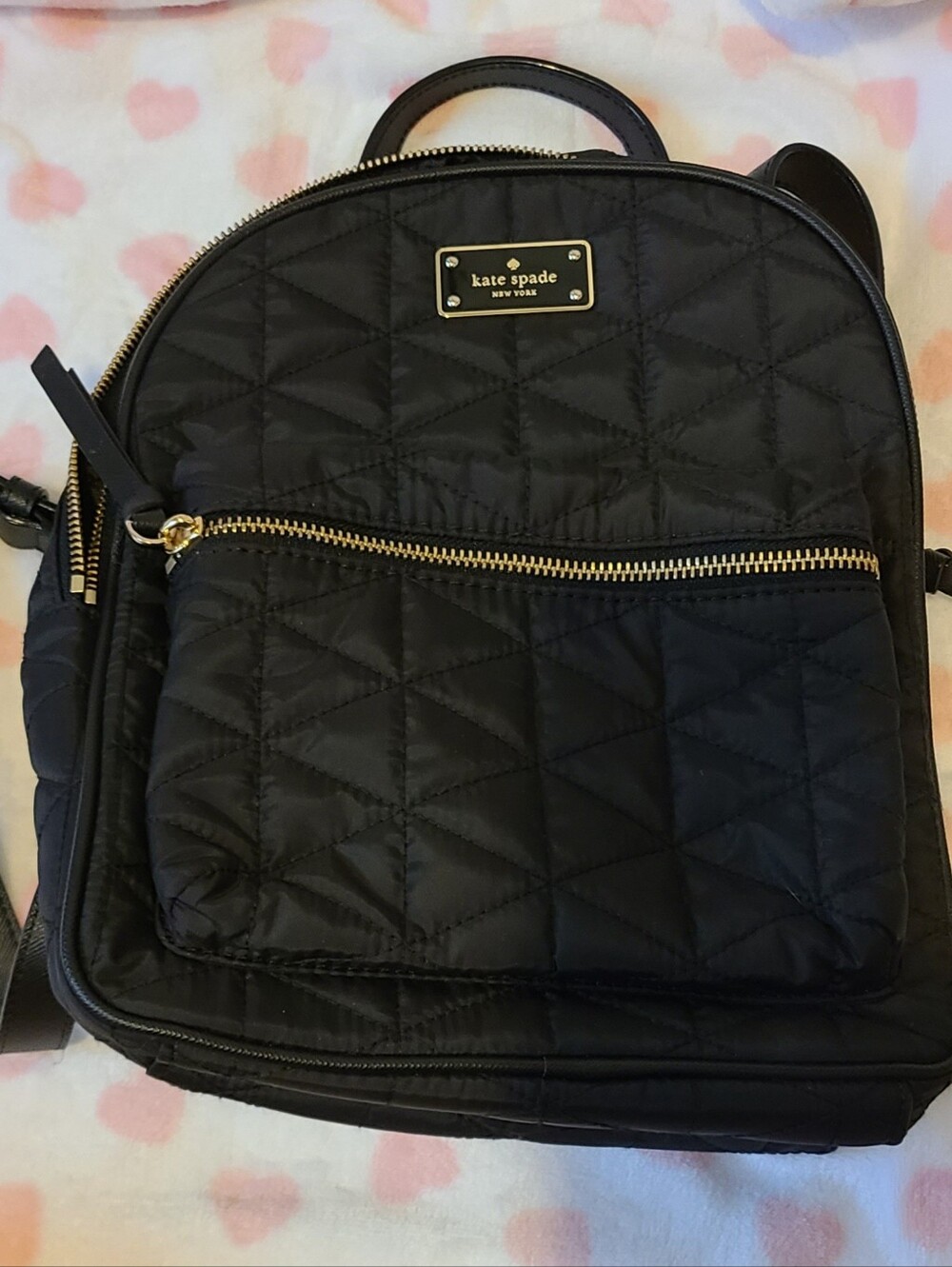 kate spade Black Quilted Mini Backpack with Gold Hardware